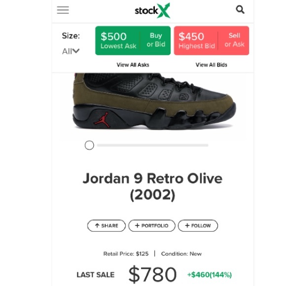 Jordan Other - Air Jordan 9 Retro Olive NWB (2002)